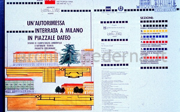Progetto di Romano Juvara per Pzz.le Dateo con parking (progetto presentato dalla MM spa)