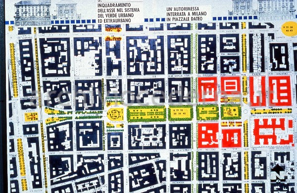 Progetto di Romano Juvara per Pzz.le Dateo con parking (progetto presentato dalla MM spa)