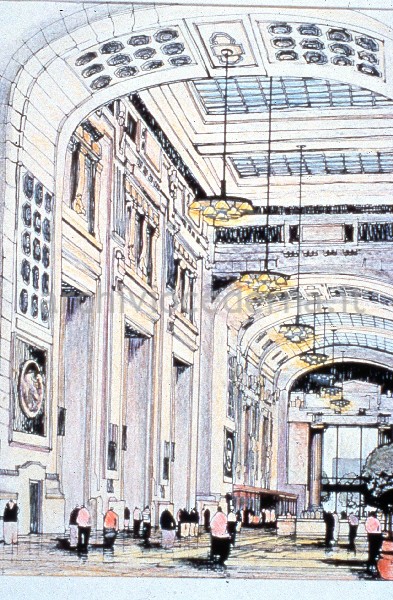 Progetto di Carlo Chambry e Antonio Zanuso per P.zza Duca d'Aosta e Via Vittor Pisani (progetto presentato dalla MM spa)