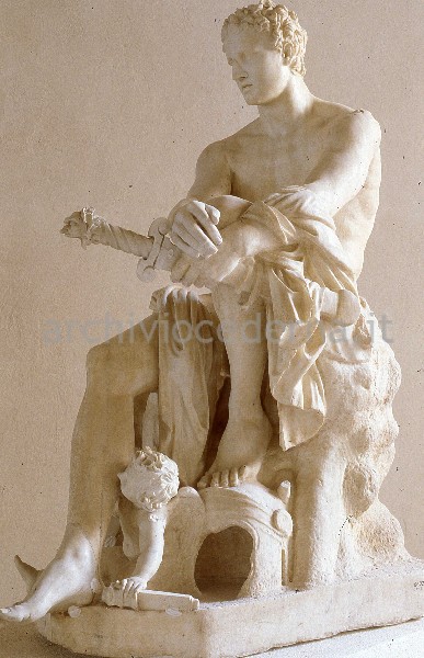 Palazzo Altemps: Statuandi Ares (il puttino aggiunto dal Bernini). Copia da originale lisippeo