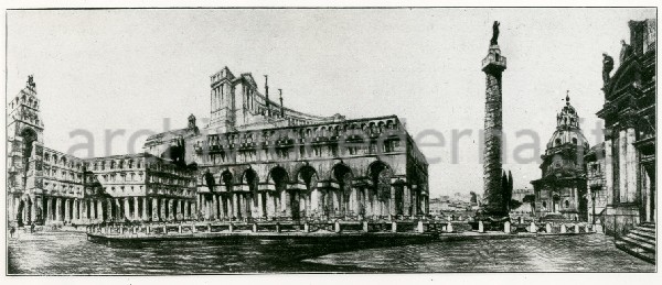 Illustrazione num. 11: "Basiliche Palladiane sul Foro Traiano, secondo i gusti di Ojetti (arch. Limongelli)"