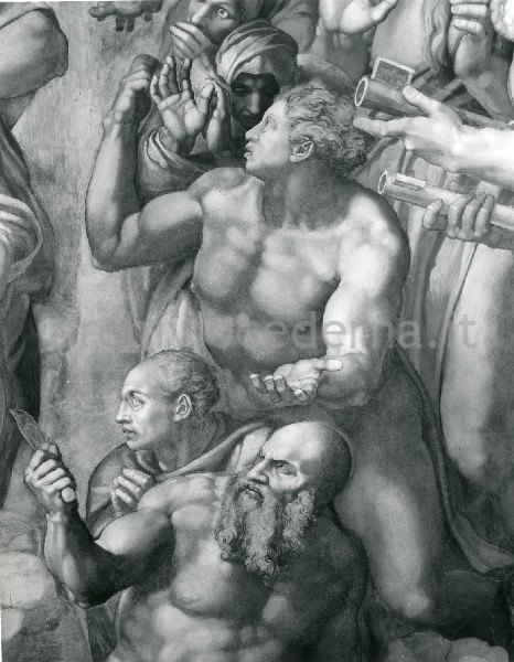 "Il Giudizio Universale (dopo il restauro): gruppo di Santi e Beati alla sinistra del Cristo, particolare"