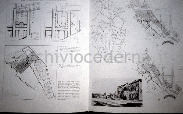 "Roma, l'area archeologica centrale e la citt� moderna", pagine 78 e 79 con le illustrazioni da 71 a 77: con i rilievi della Velia e le ipotesi progettuali per il congiungimento tra piazza Venezia e il Colosseo.