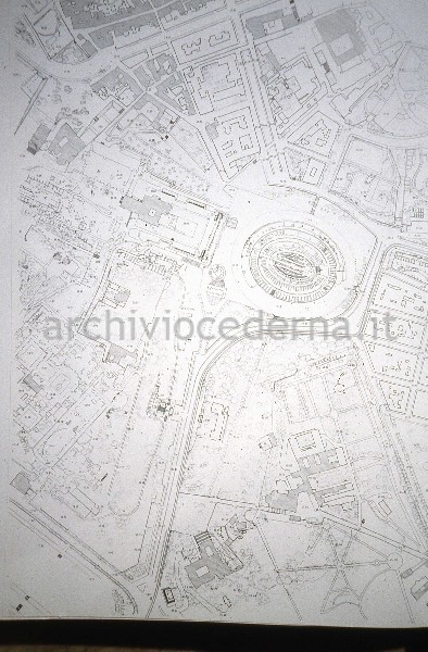 "Roma, l'area archeologica centrale e la citt� moderna", figura 124, pagina 104: "La zona intorno al Colosseo. Proposta di sistemazione nella seconda fase"