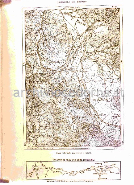 Disegno della mappa dell'antica strada che collegava Roma a Carsoli