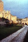 "Il Giardino di Ninfa. Viale d'ingresso con Castello e Municipio"