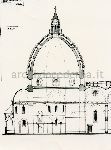 Firenze: "spaccato longitudinale di S.Maria del Fiore (la cupola � tagliata nella mezzeria della falda)"