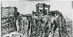 Illustrazione num. 6: "Progetto dell'arch. O. Frezzotti (quello che poi costru� Littoria) per il trasporto dell'Ara Pacis sul Campidoglio tutto raschiato, sotto una specie di baldacchino dorico-romanesco".