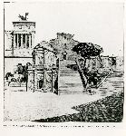 Illustrazione num. 18: "Come si presentavano le pendici del Campidoglio (con S. Rita e la casa accanto, da una stampa del Falda), e come Giovannoni intendeva ricostruire la chiesa tutta diversa, nel '29".