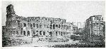 Illustrazione num. 48: "Il Colosseo e l'arco di Costantino, con in mezzo la Meta Sudante, il grandioso avanzo di fontana romana fatto sparire nel 1935, insieme al basamento del Colosseo di Nerone; il Colosseo ridotto a spartitraffico".