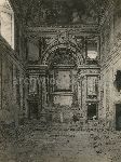 Illustrazione num. 54: "Chiese distrutte dallo sventramento di via dell'Impero. L'interno della chiesa della SS. Annunziata nel Foro di Augusto, demolita a partire dal '24".