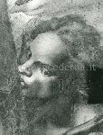 "Il Giudizio Universale (dopo il restauro): figura alla sinistra del Cireneo, particolare della testa"