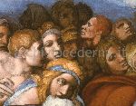 "Il Giudizio Universale (dopo il restauro): gruppo di Beati sotto la lunetta di sinistra, particolare"